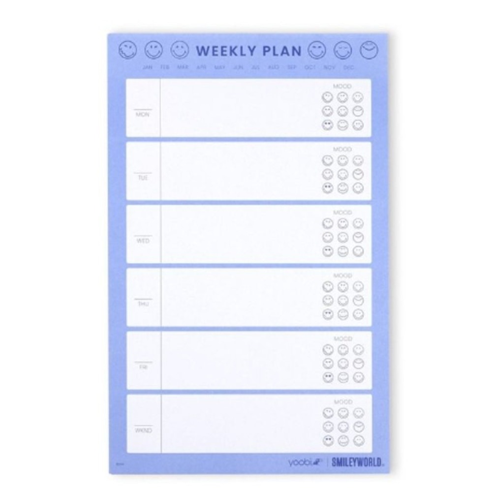 Yoobi x SMILEYWORLD Undated Weekly Planning Pad NO PENCIL 7" x 11" 60 pages s30